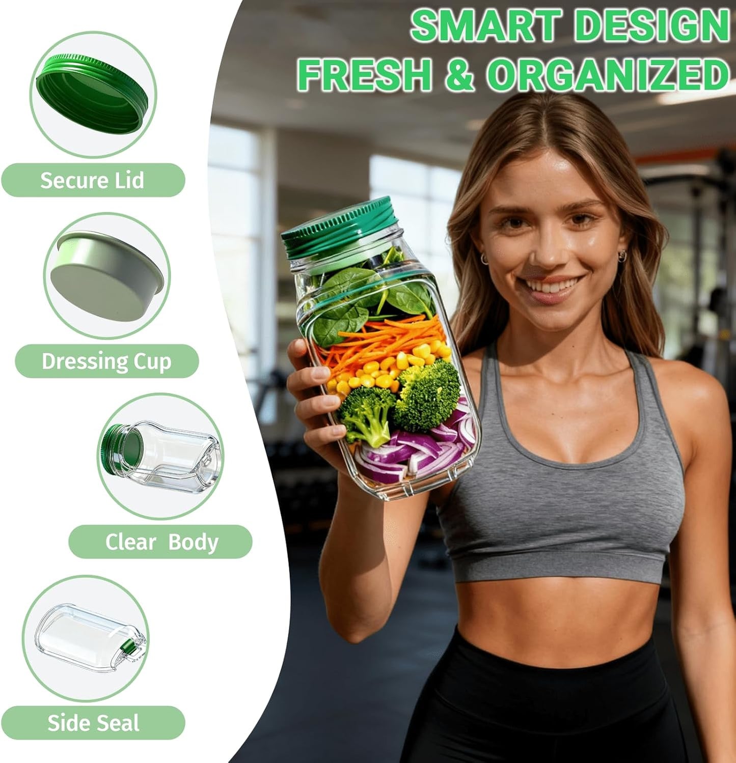 Salad Pod Mason Jar Side Open