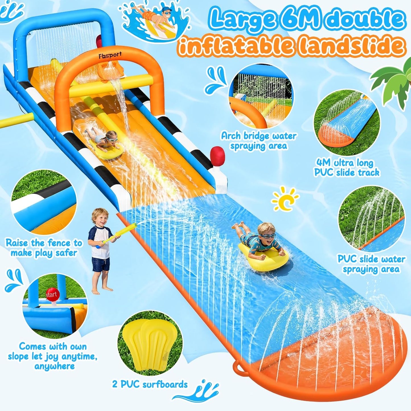 💦Backyard Inflatable Water Slide for Kids Play