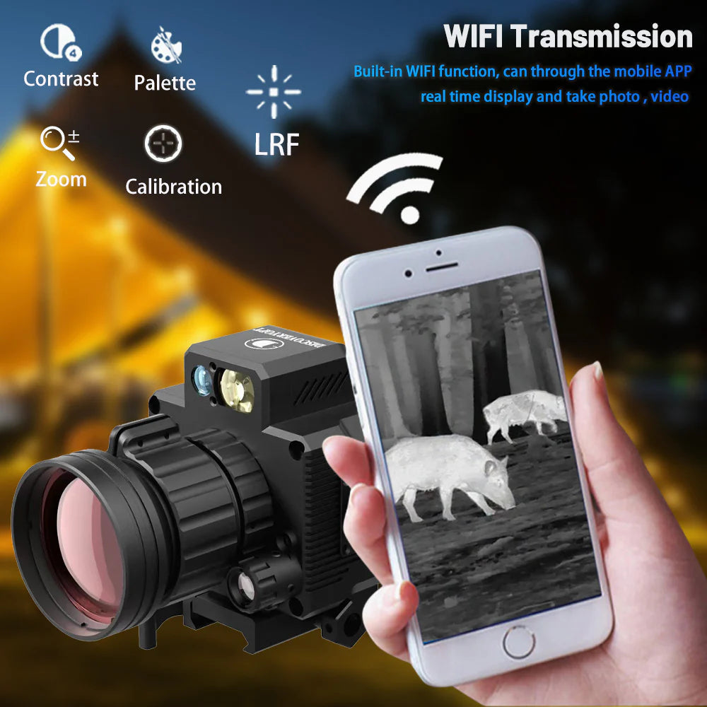 ✅DTS642 Clip-on Thermal Imager, 640X512 Resolution, 4 Pseudo-Color Modes, WiFi Connected, Shockproof Tactical Monocular Reticle for Hunting 🎯