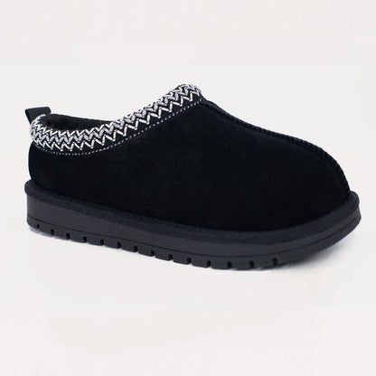 Women's Braided Leather Outdoor Suede Slippers Mini Platform Boots with Fluffy Fur Lining Short Ankle Boots for Autumn Winter Warm Walking Shoes