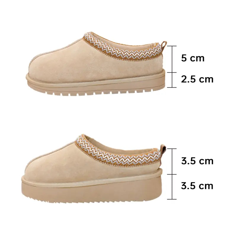 Women's Braided Leather Outdoor Suede Slippers Mini Platform Boots with Fluffy Fur Lining Short Ankle Boots for Autumn Winter Warm Walking Shoes