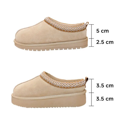 Women's Braided Leather Outdoor Suede Slippers Mini Platform Boots with Fluffy Fur Lining Short Ankle Boots for Autumn Winter Warm Walking Shoes
