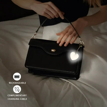 Love Wallet Tote Bag Touch Sensing Light Leather Handbag with Chain Strap for Women Heart-Shaped Illumination Functional & Stylish Accessory