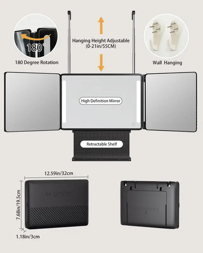 The 360 Mirror - Adjustable Trifold Barber Miror to Cut Your Own Hair