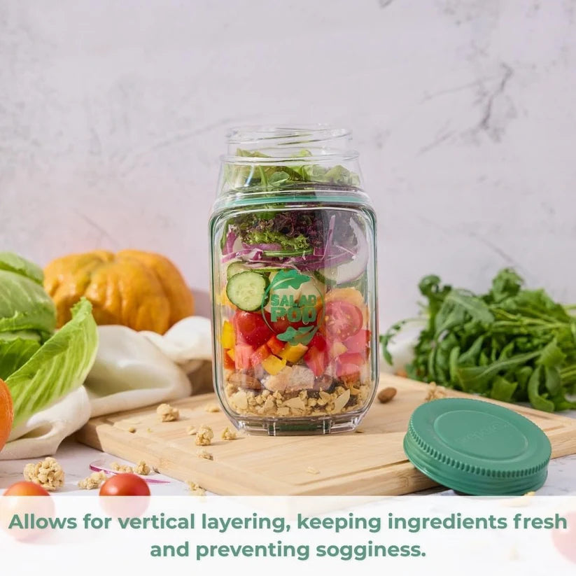 Salad Pod Mason Jar Side Open